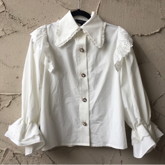 Sister Jane Button Down Shirt in white size S - Picture 1 of 5